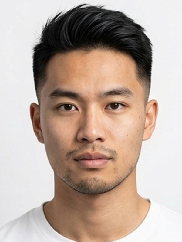 Klassieke gladde quiff bij een man met donker haar