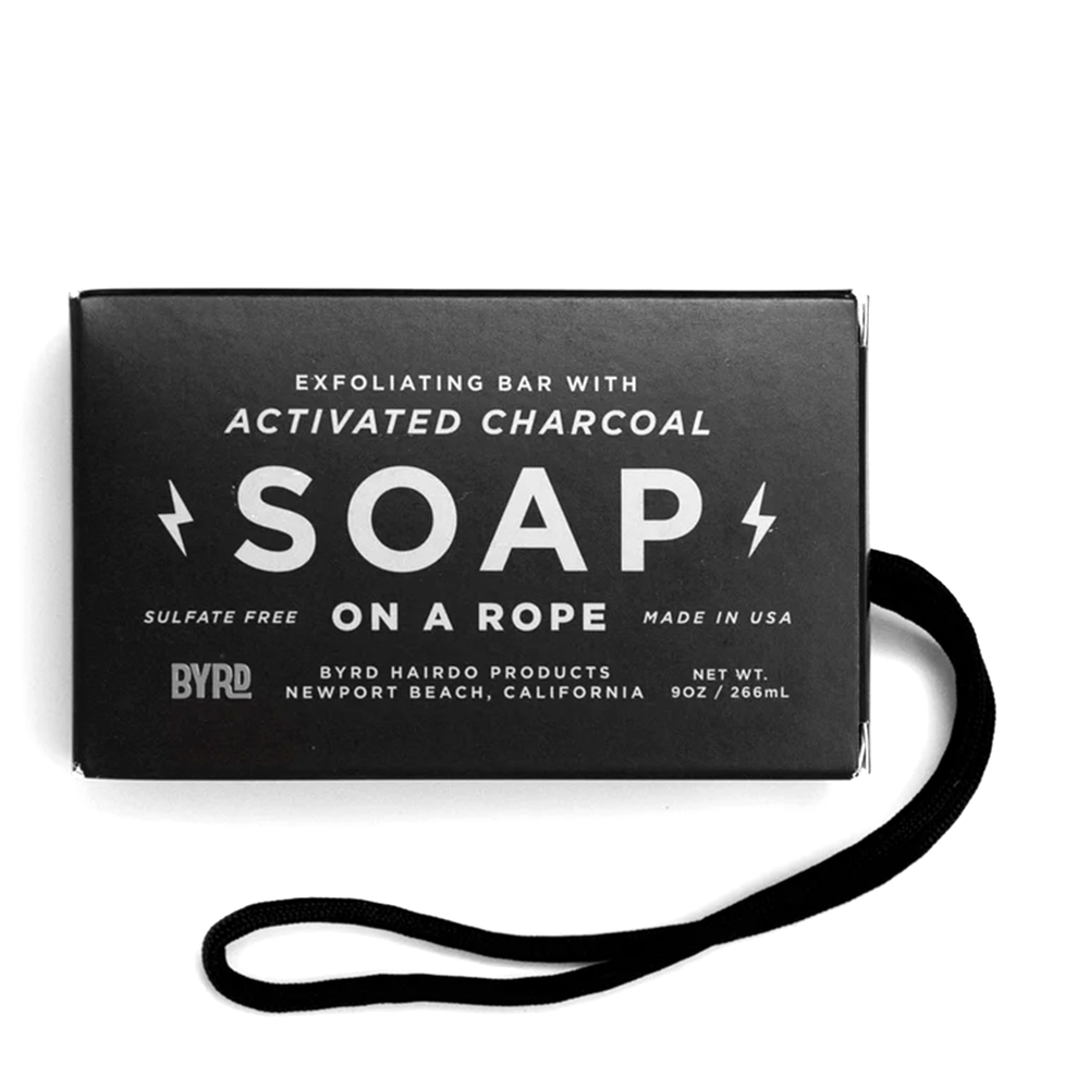 Byrd Soap on a Rope Exfoliating Bar With Activated Charcoal