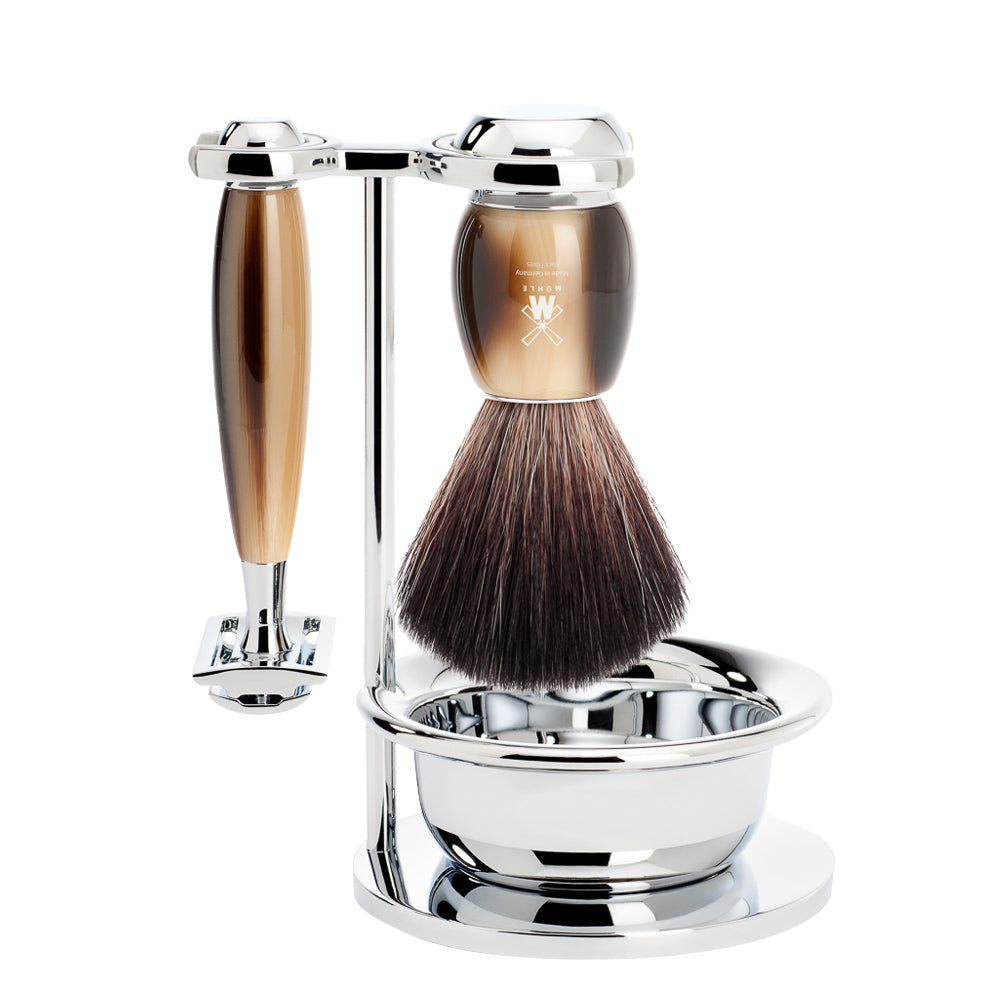 Mühle Vivo Safety Razor Shaving Set 4-Piece - Horn Brown