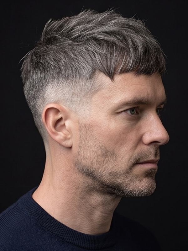 Moderner French Crop mit Mid Fade bei einem jungen Mann