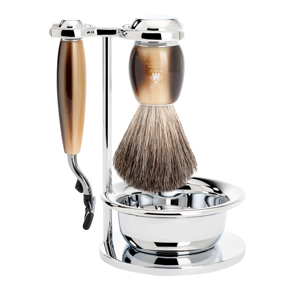 Rasierset Vivo 4-teilig - Horn Braun
