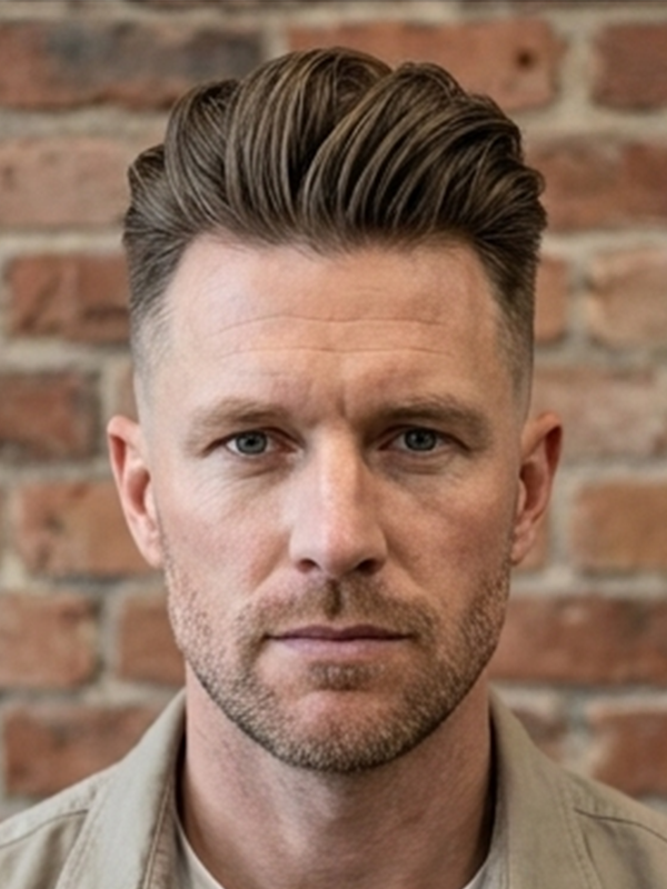 Hoge quiff bij een man met dik steil haar