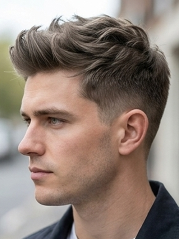 Blonde quiff met volume aan de voorkant