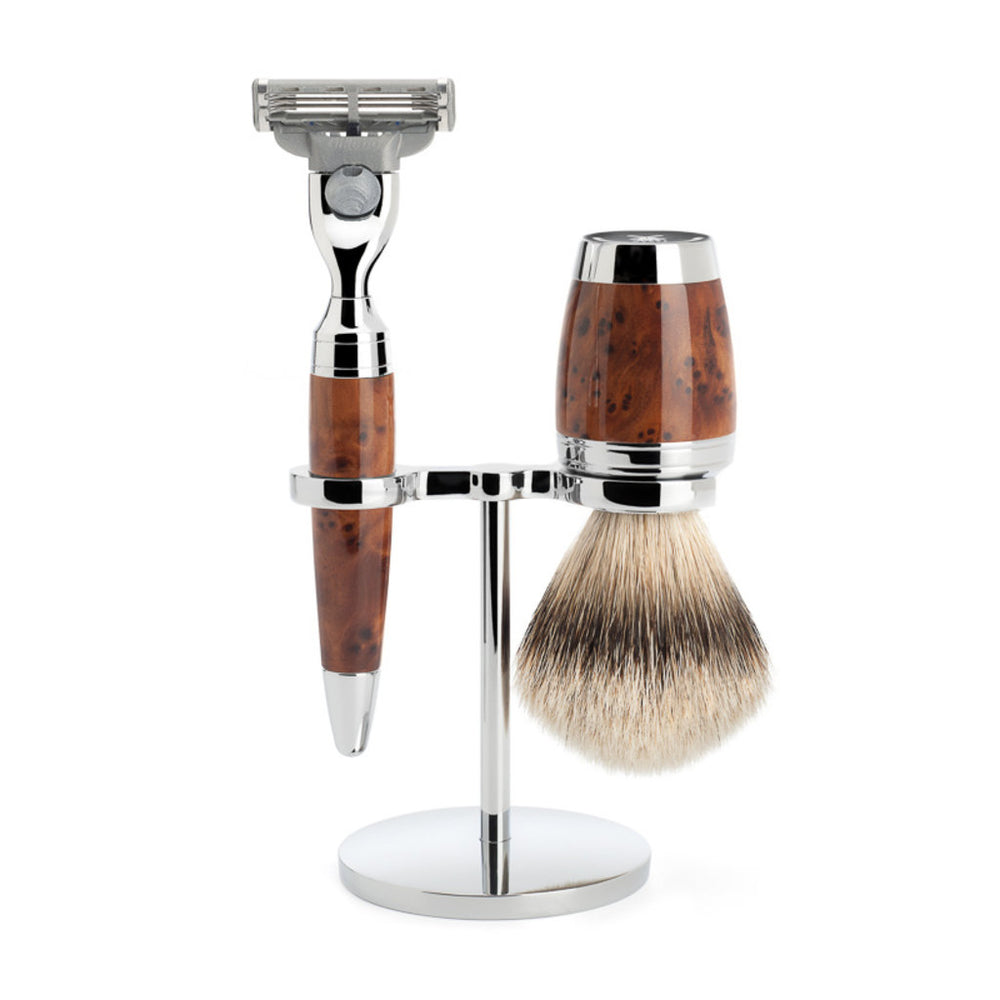 Mühle Stylo Mach3 Shaving Set 3-Piece - Thuja wood